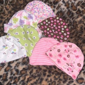 Bundle of baby caps 0-6 months